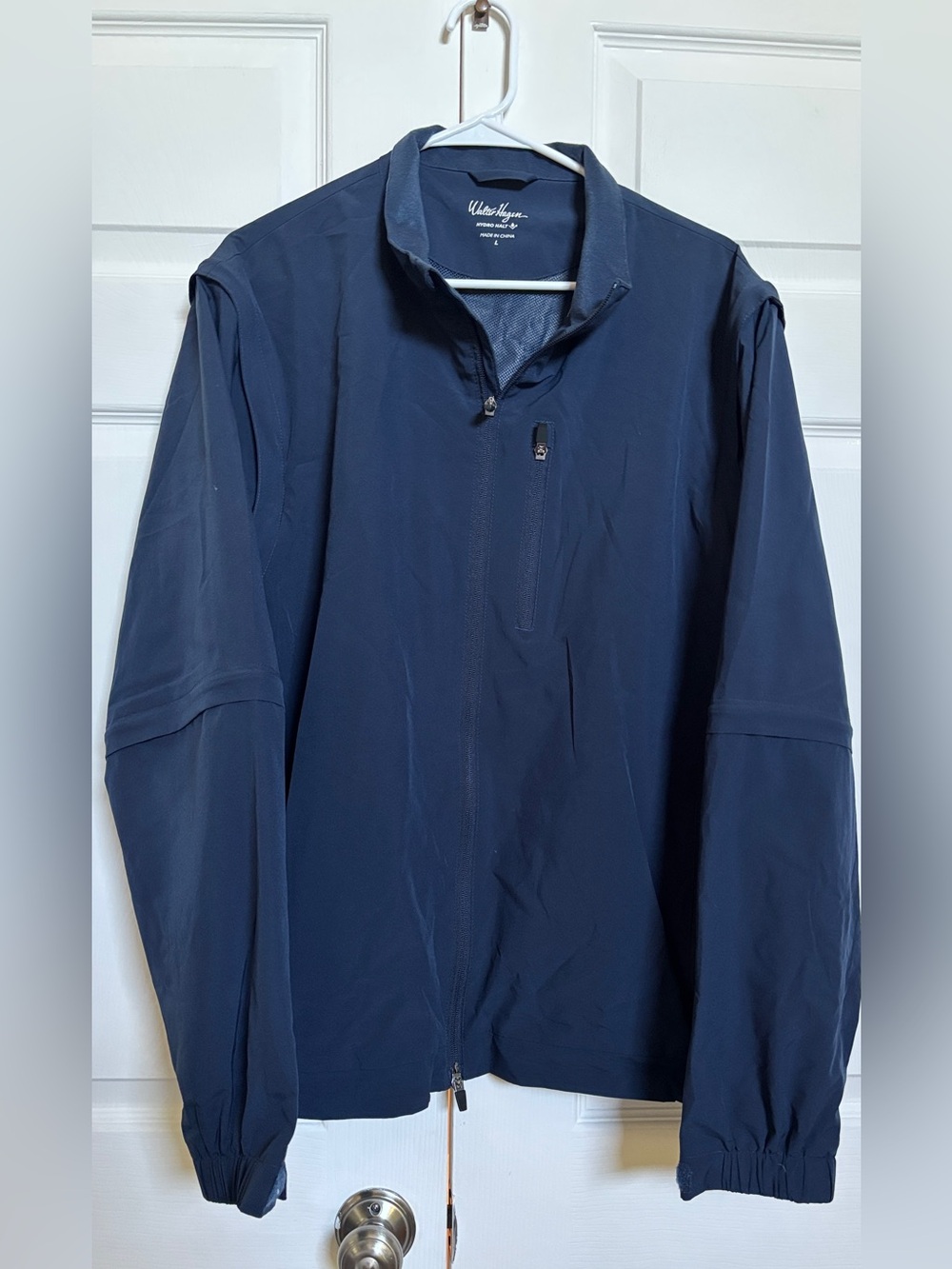 Walter Hagen Men’s L Convertible Golf Jacket 3-in-1 Zip-Off Sleeves Navy